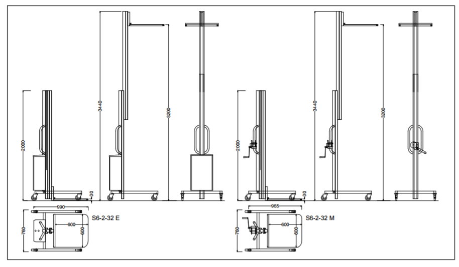 Liftaide 2 Stage Lift Trolley Specifications